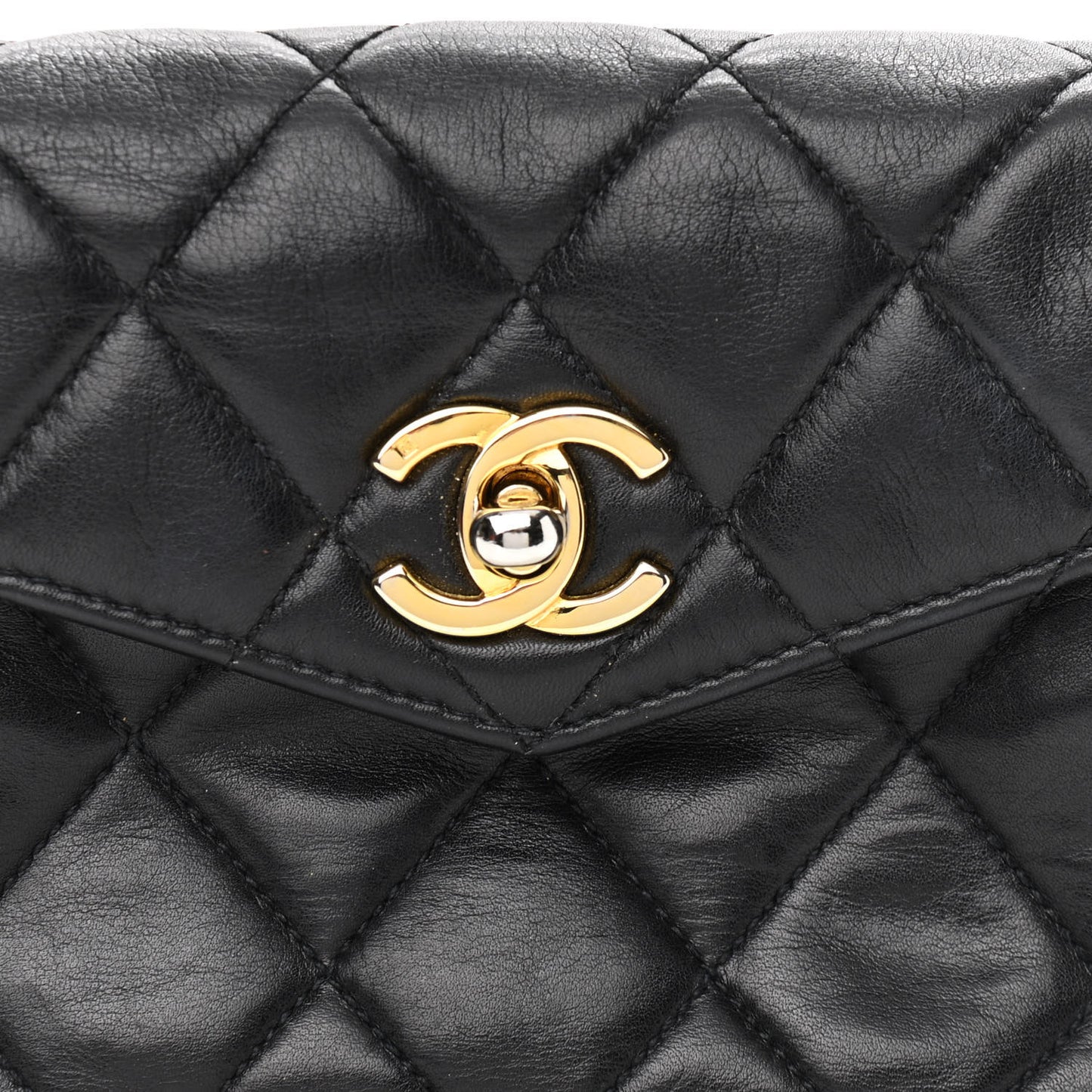 Lambskin Quilted Flap Waist Belt Bag 75 30 Black
