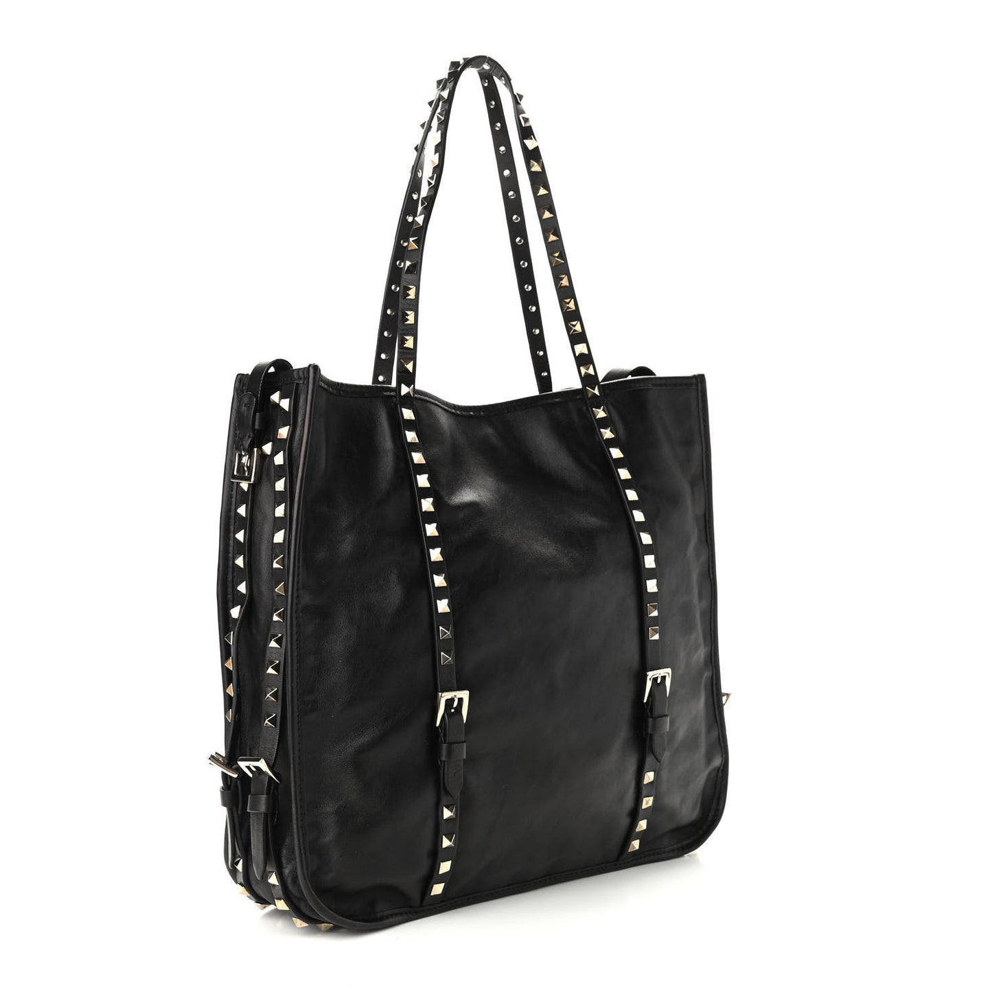 Vitello Rockstud Shopper Tote Black