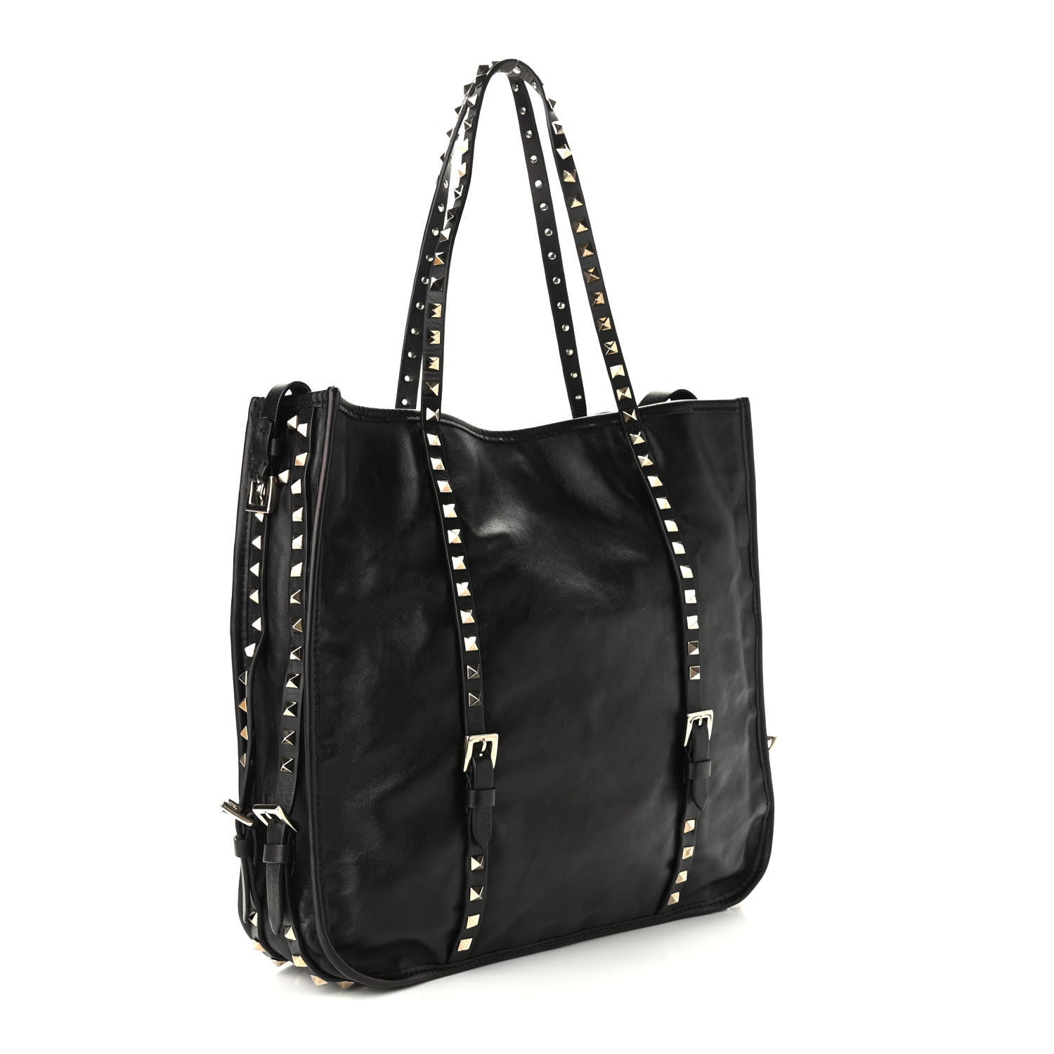 Valentino Garavani Vitello Rockstud Shopper Tote Black 3 of 9