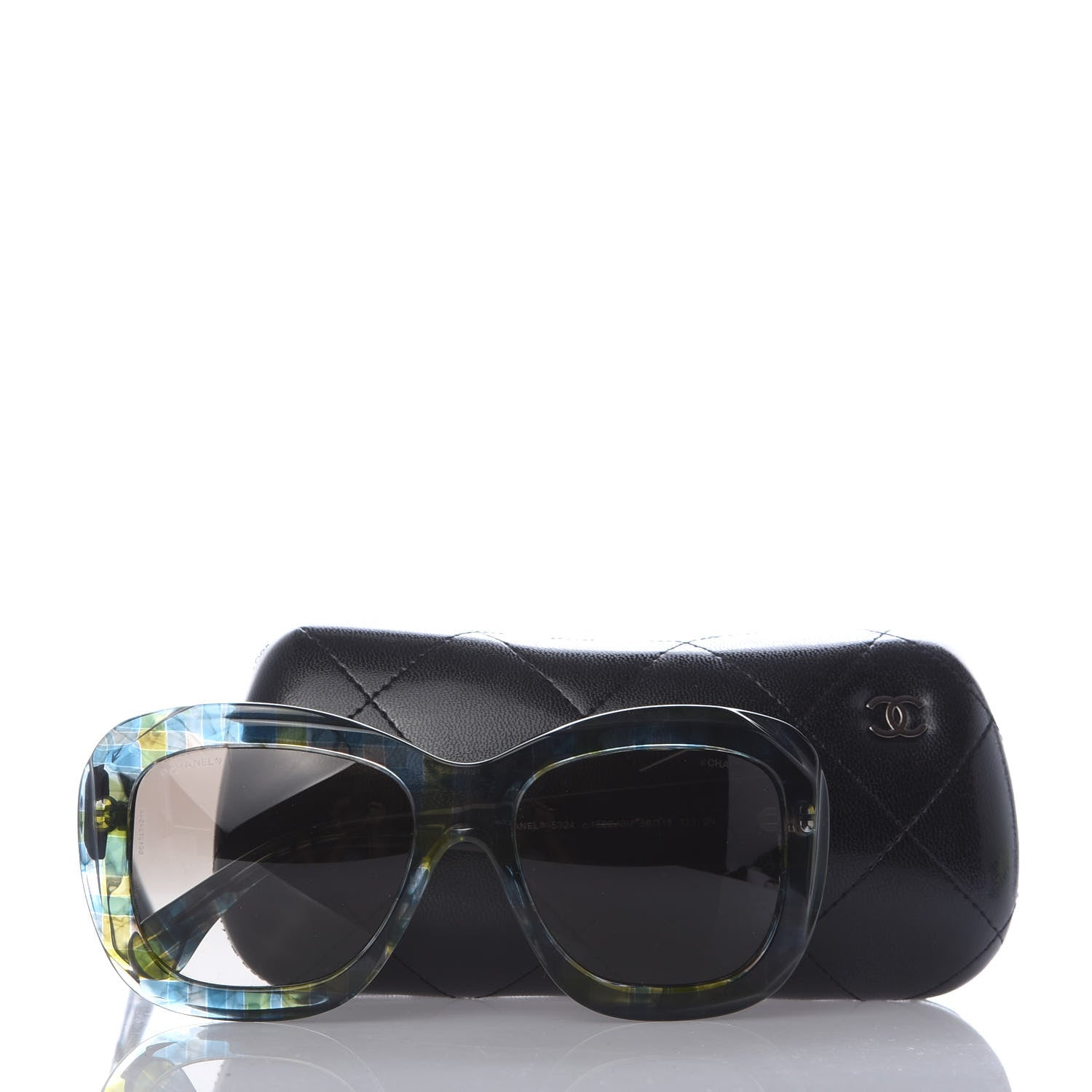 Chanel Acetate Square Plaid Frame Sunglasses 5324 Blue Green 8 of 8