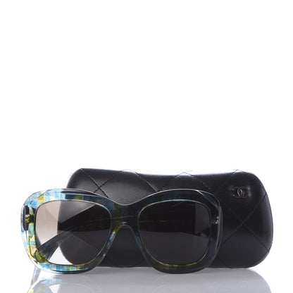 Chanel Acetate Square Plaid Frame Sunglasses 5324 Blue Green 8 of 8