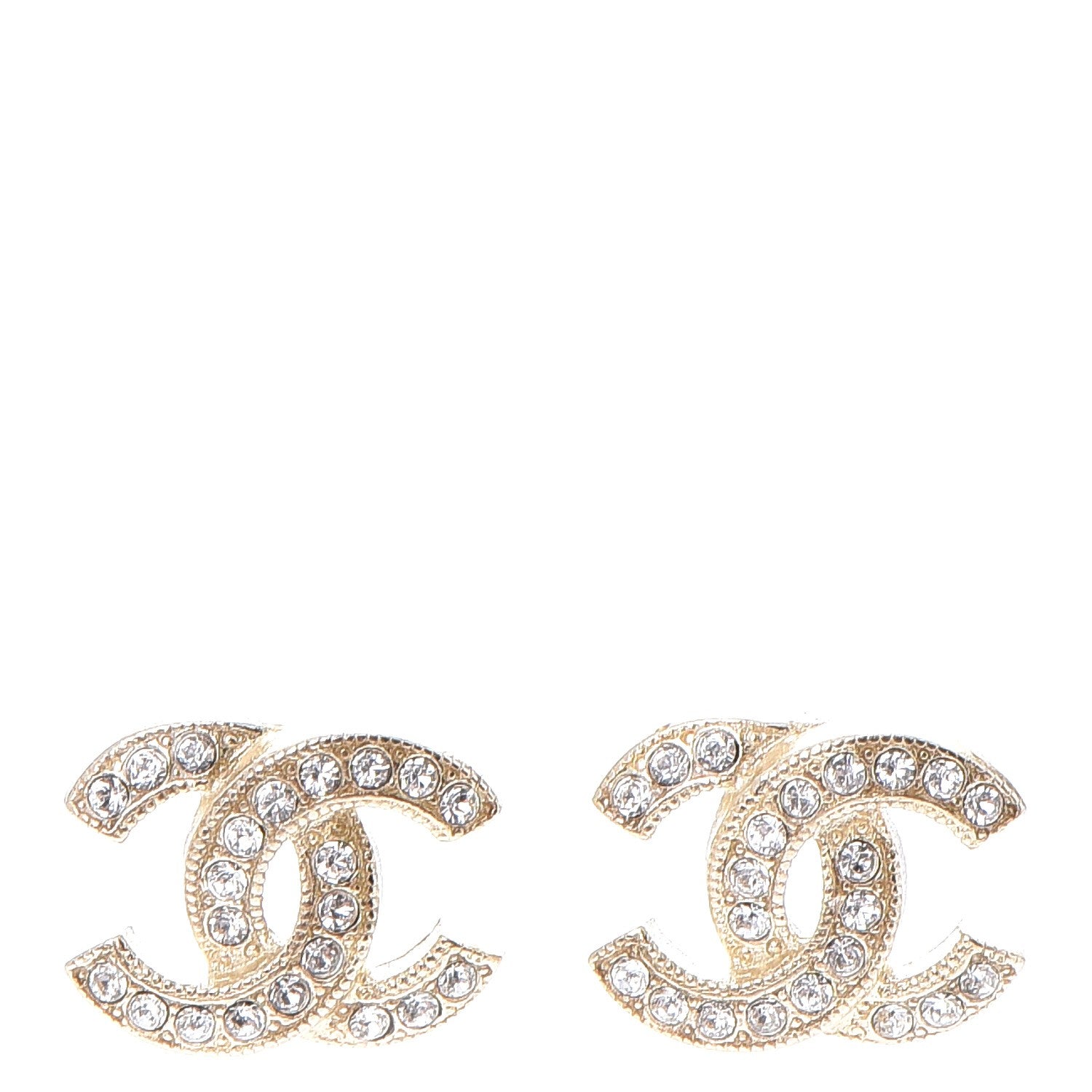 Chanel Crystal CC Earrings Gold 1 of 5
