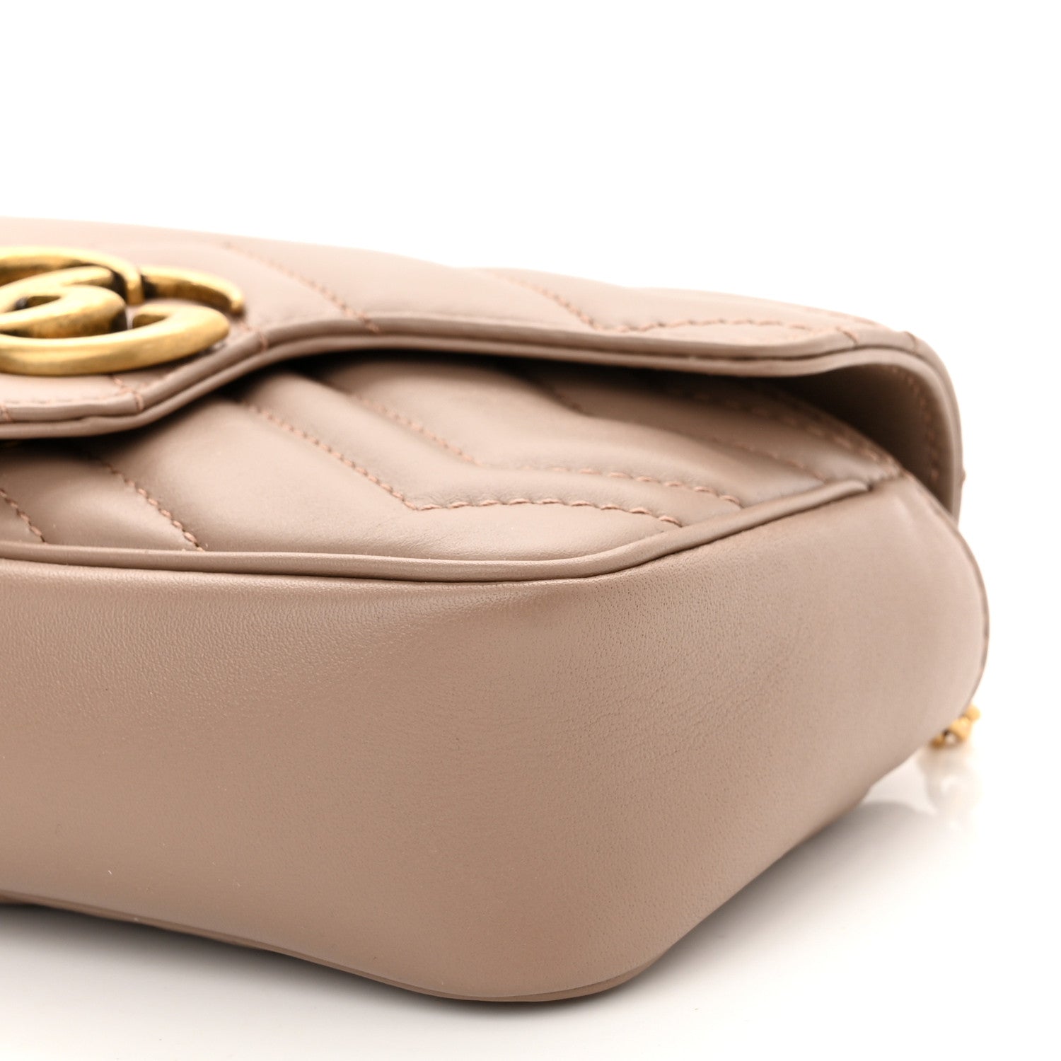 Gucci Calfskin Matelasse Super Mini GG Marmont Shoulder Bag Porcelain Rose 10 of 10