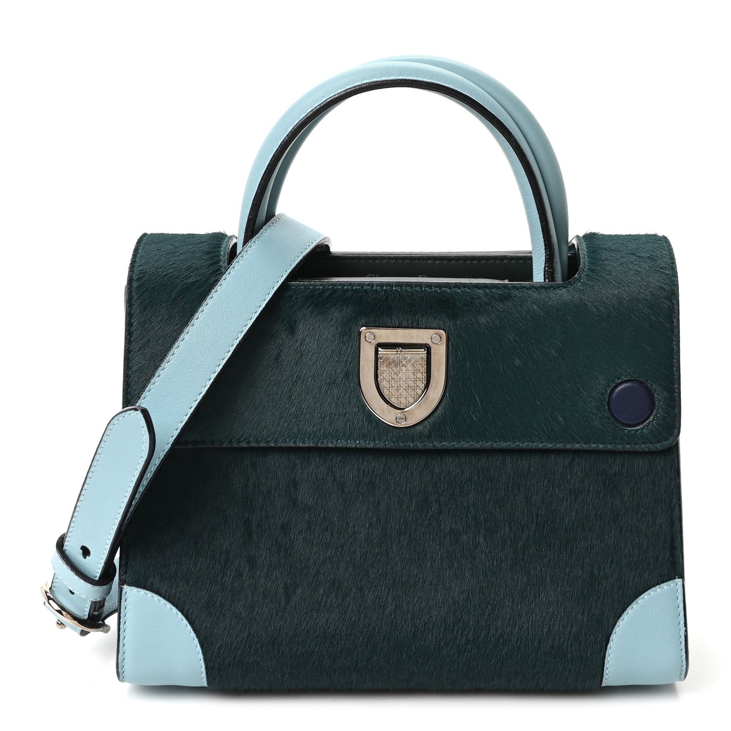 Calf Hair Calfskin Tri-Color Mini Diorever Flap Green