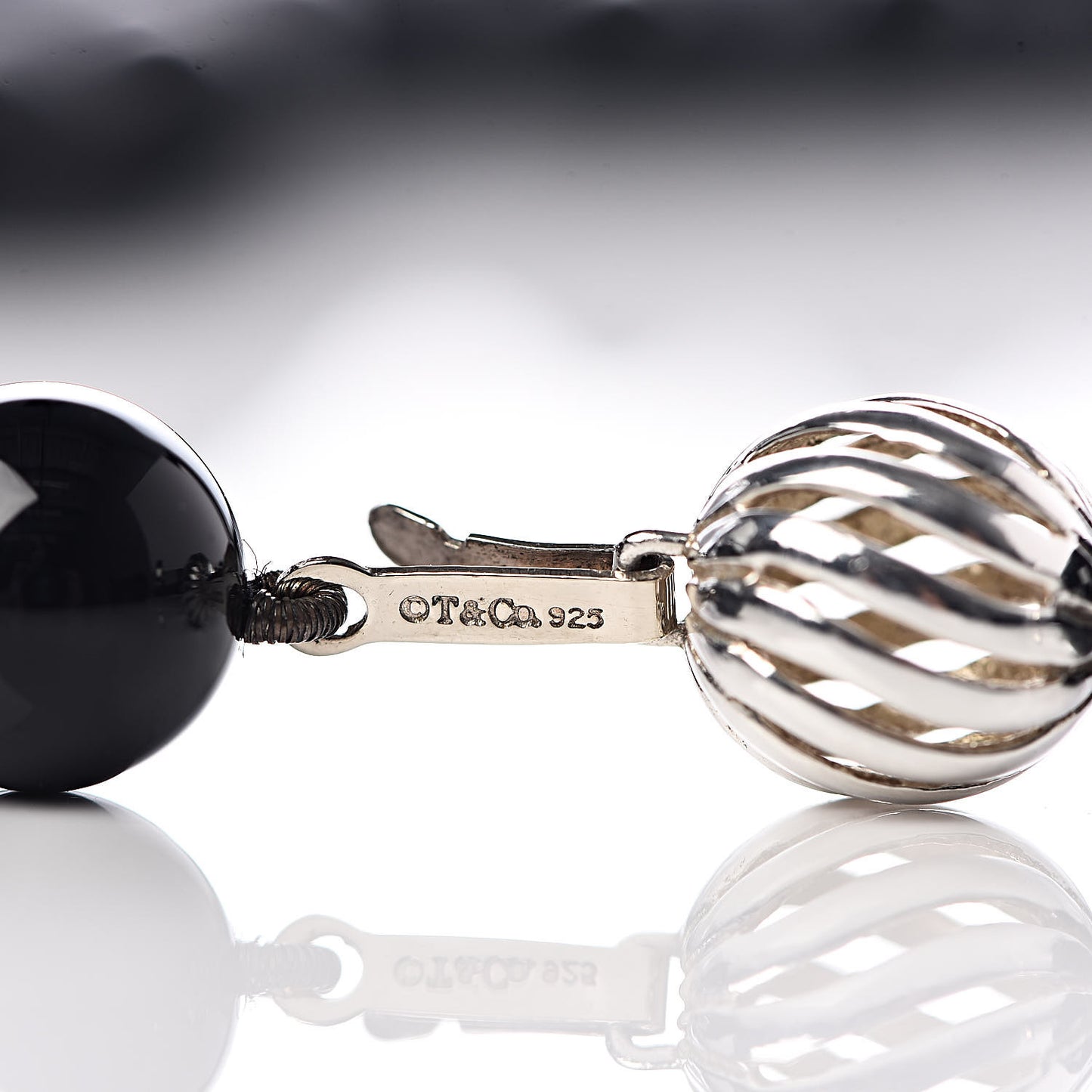 Sterling Silver Black Onyx Bead Necklace