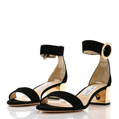 Jimmy Choo Suede Jaimie Ankle Strap Sandals 37.5 Black 3 of 7