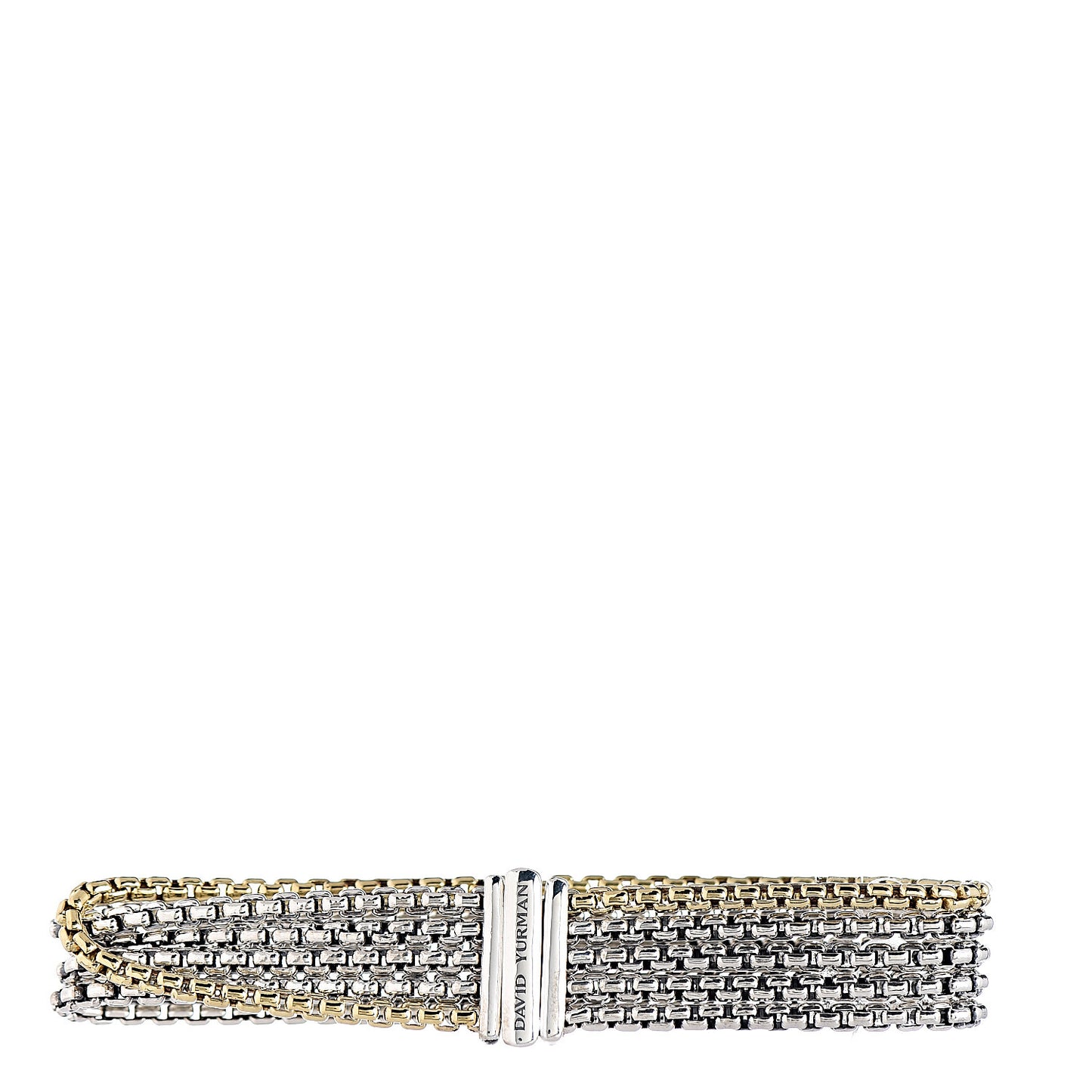 Sterling Silver 18K Yellow Gold Six-Row Box Chain Bracelet