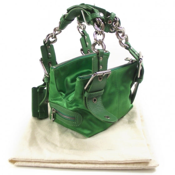 Chloe Satin Leather Chain Bag Green 3 of 10