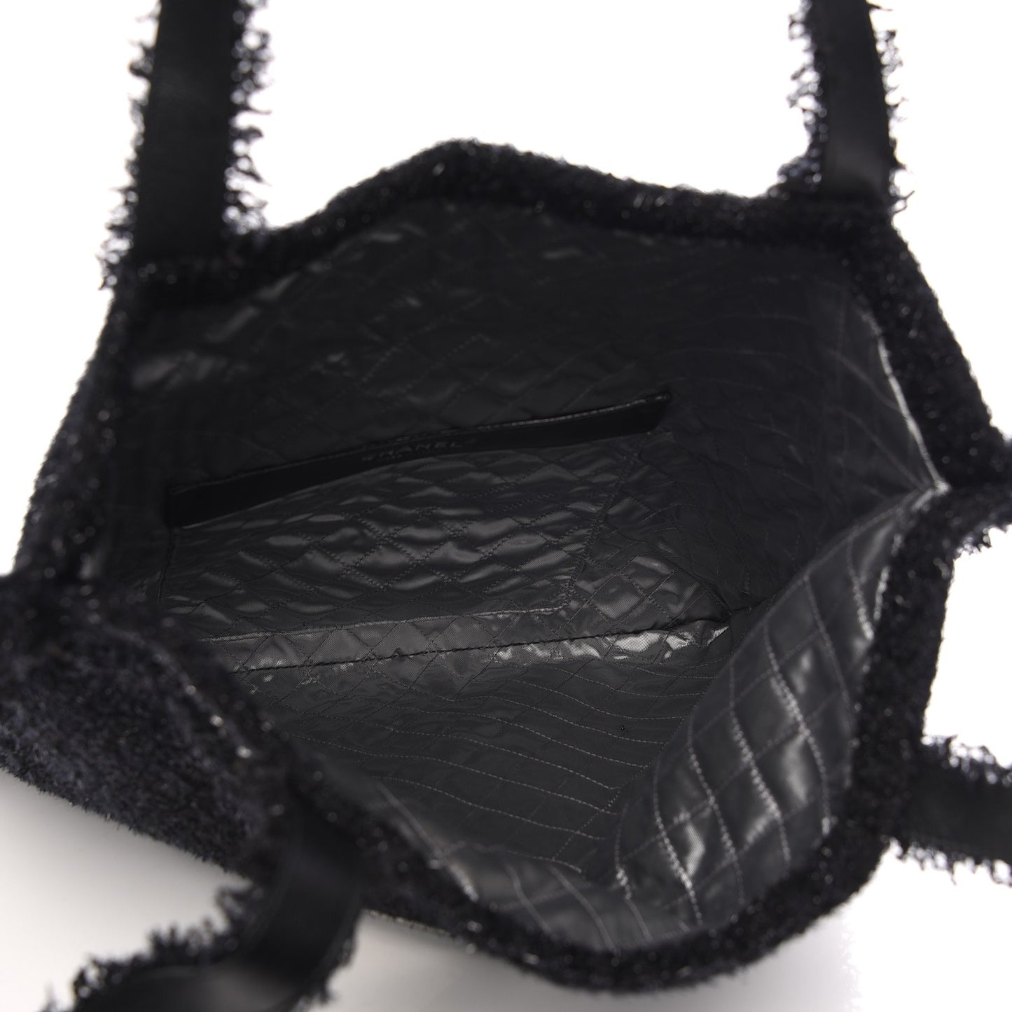 Tweed Resin Strass Shopping In Fabrics Tote Black