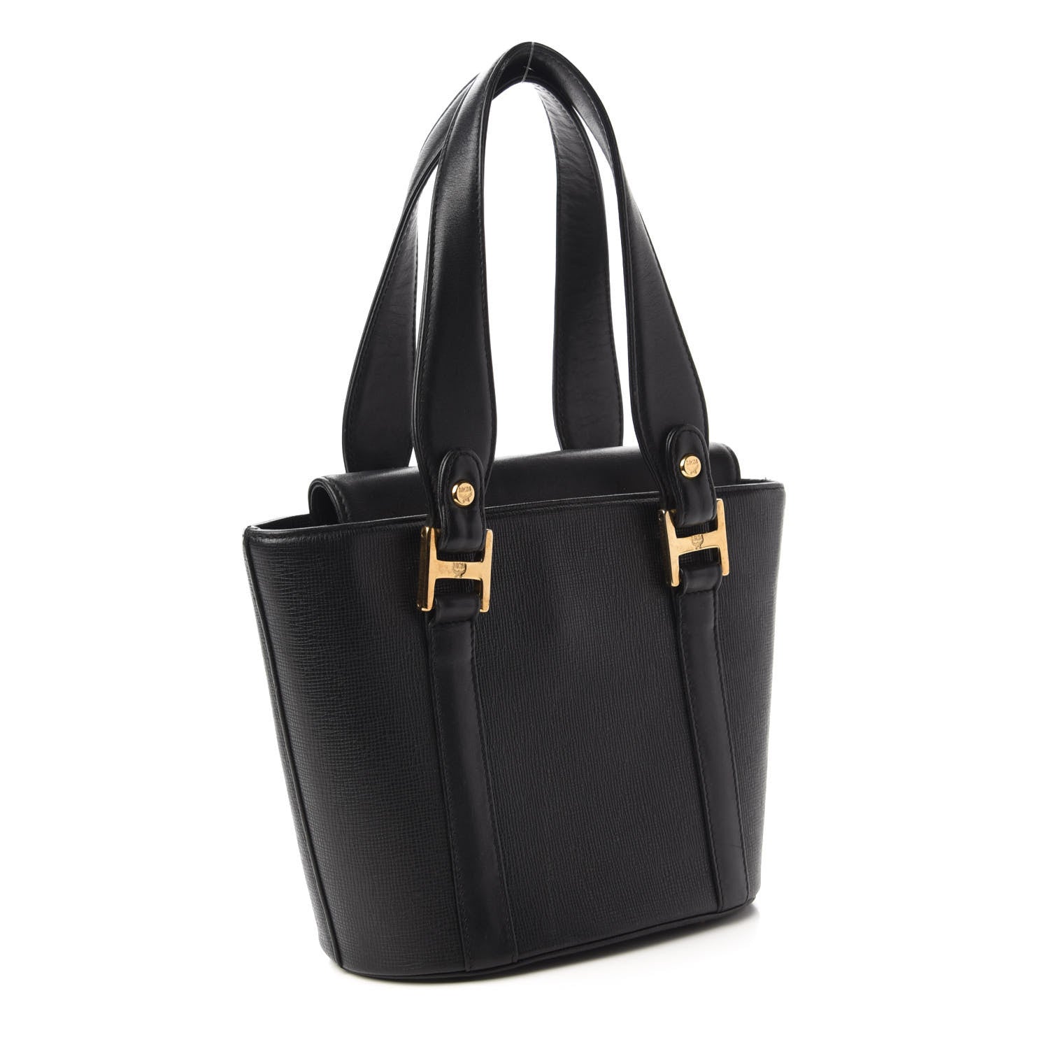 MCM Grained Calfskin Mini Tote Black 3 of 9