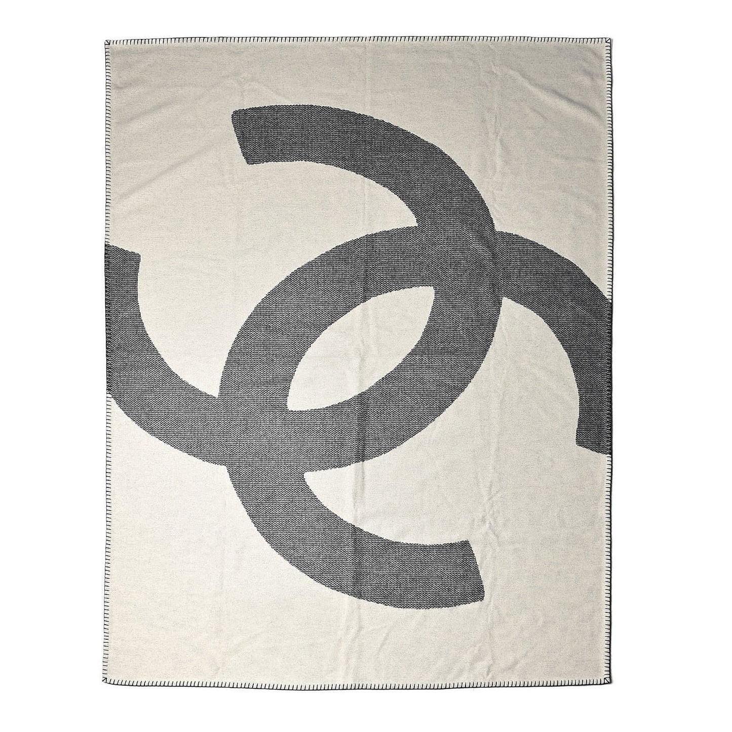 Merino Wool Cashmere CC Throw Blanket Black Beige
