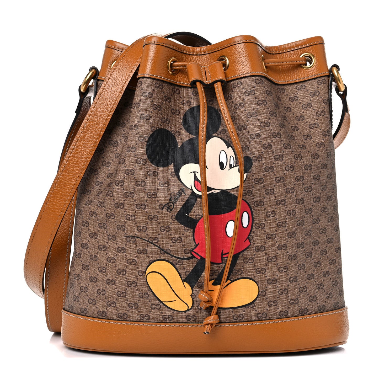 X DISNEY Mini Vintage GG Supreme Monogram Bucket Bag Beige Vintage Sun Oil