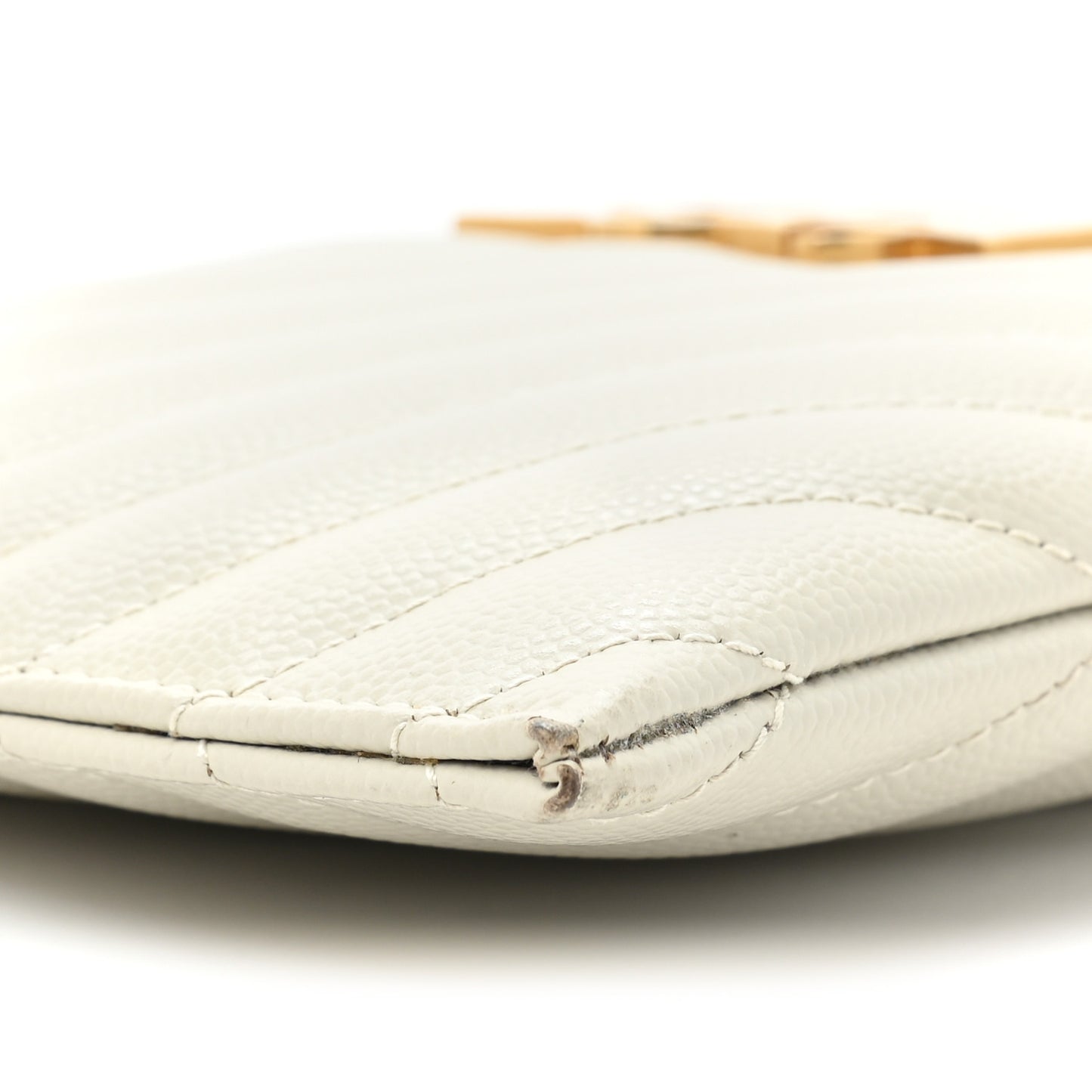 Grain De Poudre Matelasse Chevron Monogram Bill Pouch Blanc Vintage