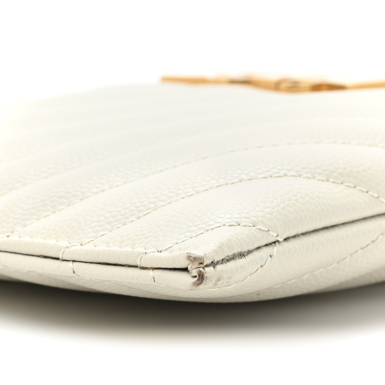 Saint Laurent Grain De Poudre Matelasse Chevron Monogram Bill Pouch Blanc Vintage 9 of 12