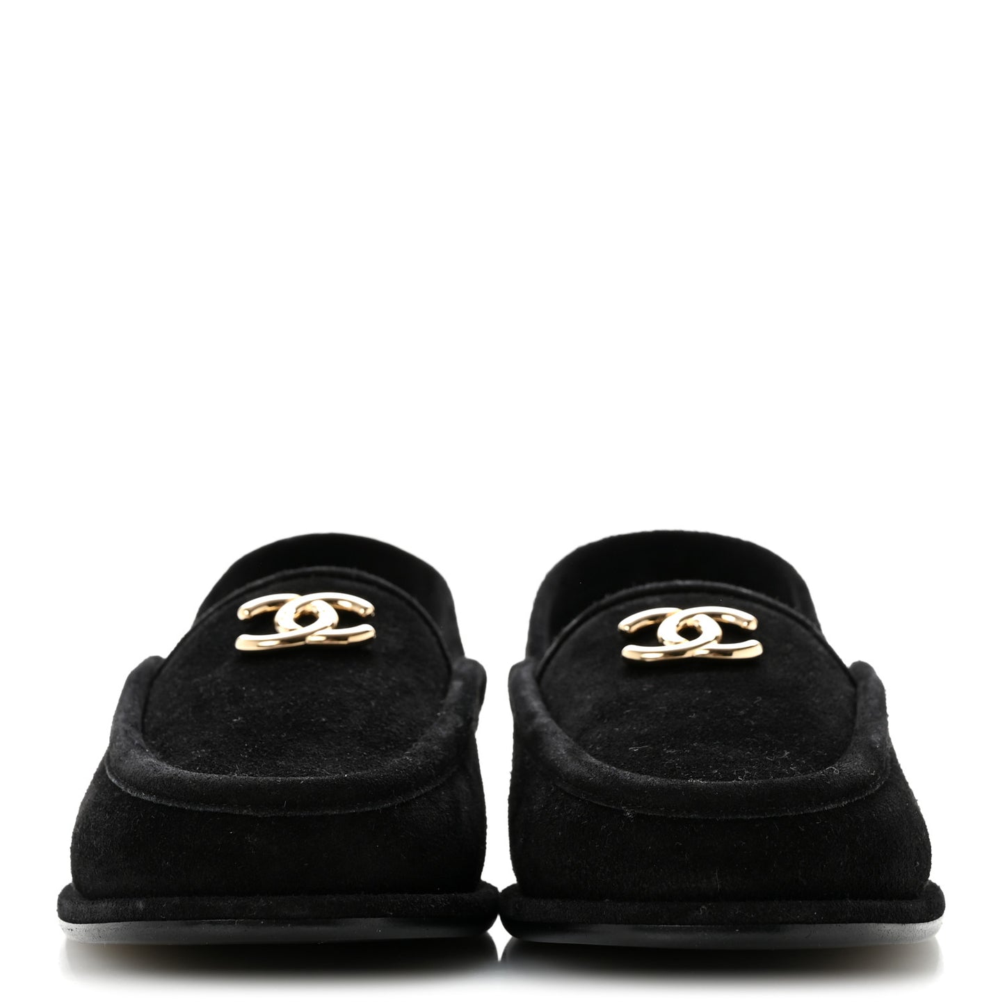 Suede Calfskin CC Slingback Loafers 37.5 Black