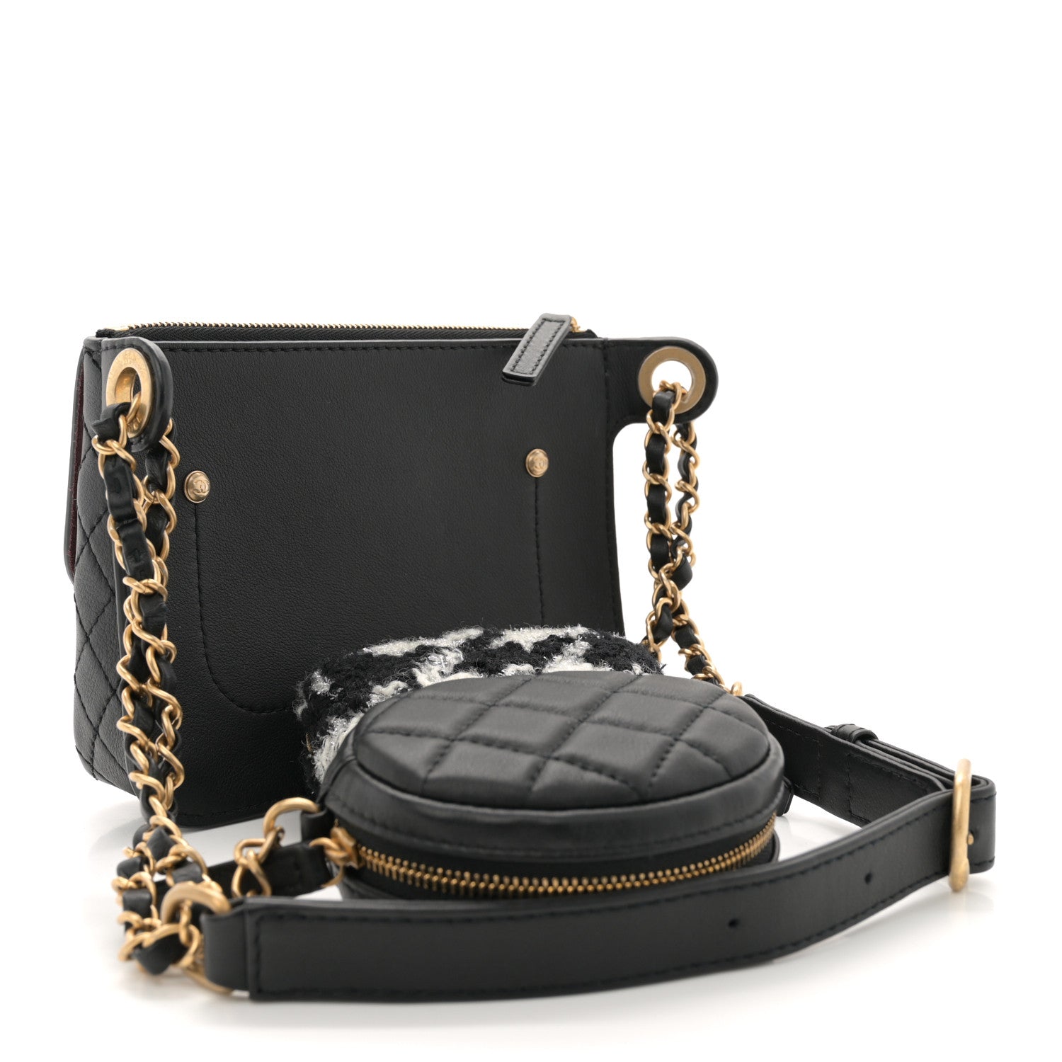 Chanel Calfskin Quilted Multi Pouching Flap And Coin Purse Black 2 of 9