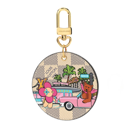 Louis Vuitton Damier Azur 2021 Christmas Animation Hollywood Bag Charm Key Ring Fuchsia 1 of 4