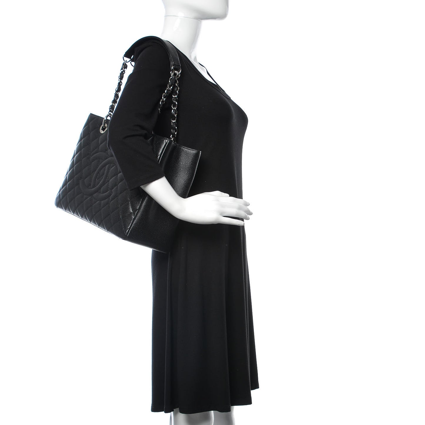Caviar Quilted Grand Shopping Tote GST Black
