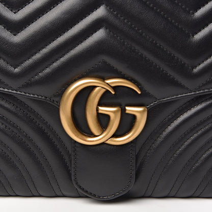 Gucci Calfskin Matelasse Sylvie Web Small GG Marmont Top Handle Shoulder Bag Black 10 of 10
