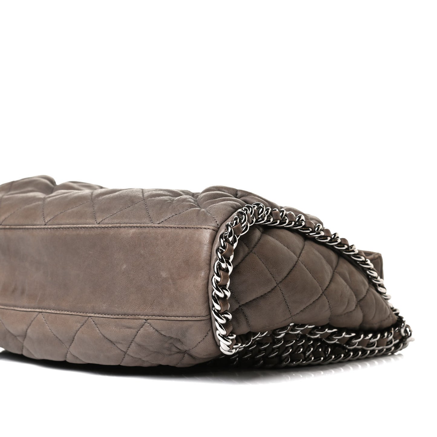 Washed Lambskin Chain Around Hobo Taupe
