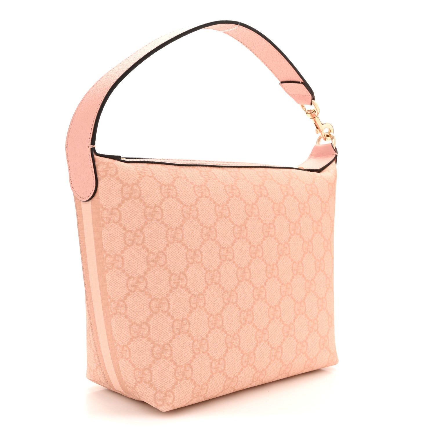 Gucci GG Supreme Monogram Textured Calfskin Web Super Mini Ophidia Shoulder Bag Pink 3 of 10
