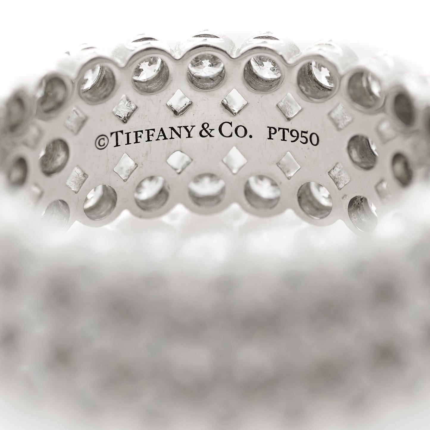 Platinum Diamond Jazz Three-Row Band Ring 52 6