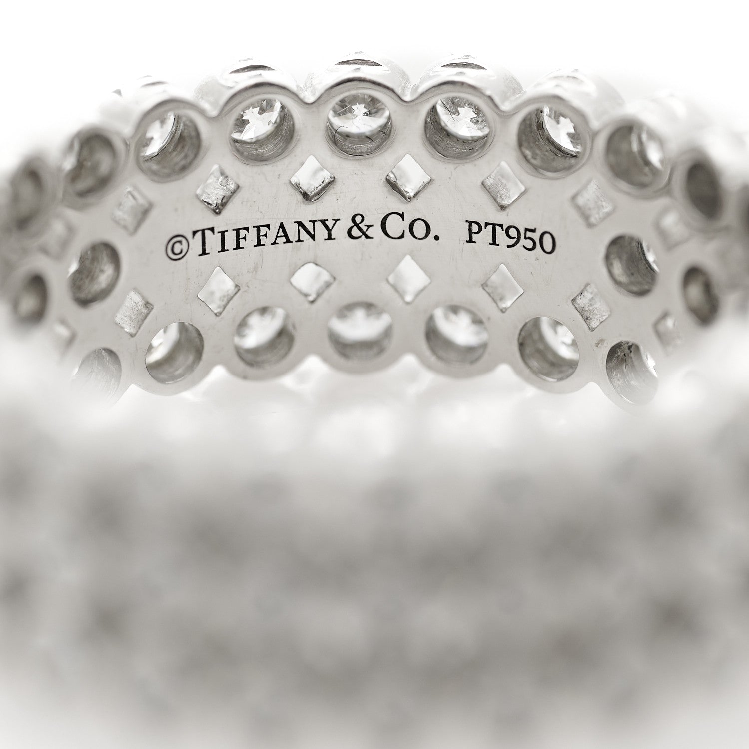 Tiffany Platinum Diamond Jazz Three-Row Band Ring 52 6 3 of 4