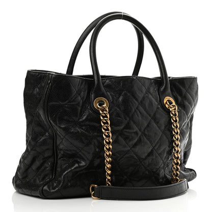 Chanel Glazed Caviar Quilted Small Shiva Tote Black 3 of 11