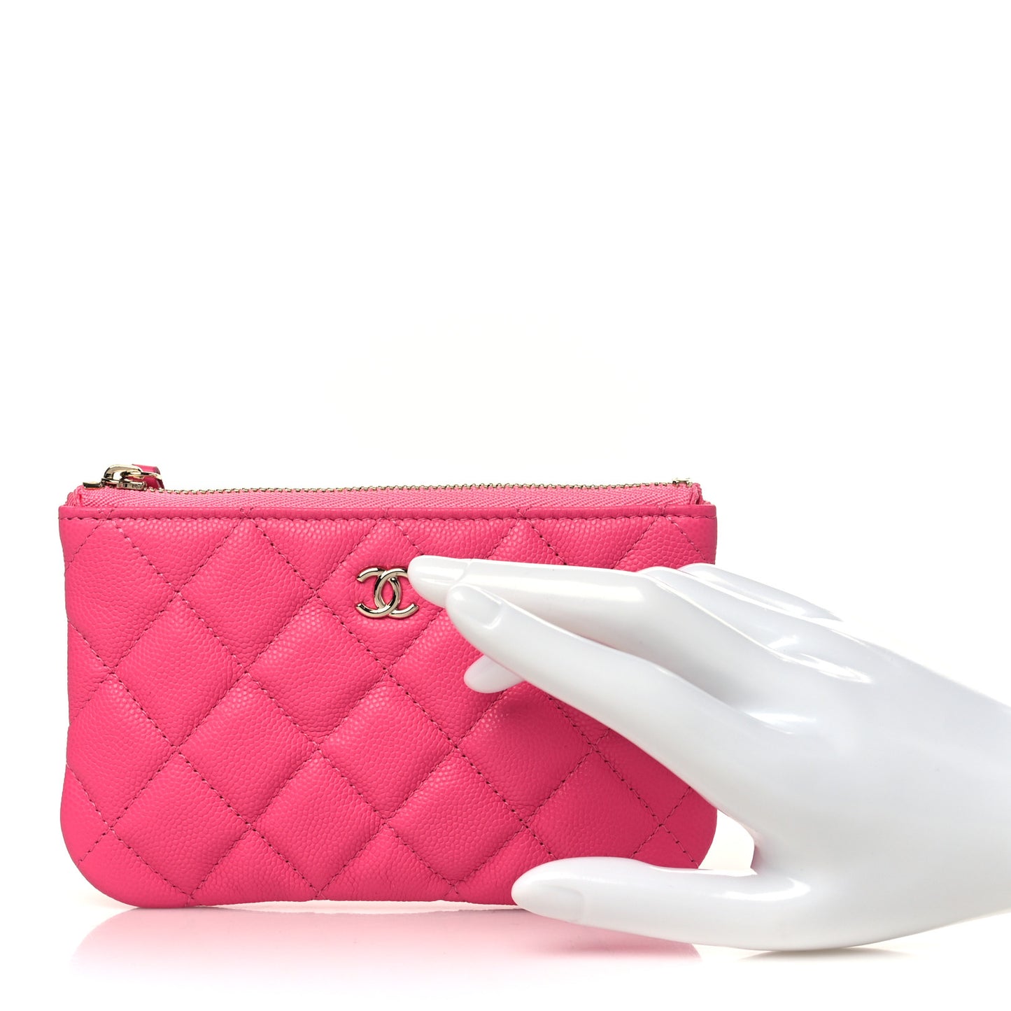 Caviar Quilted Small Cosmetic Case Pink