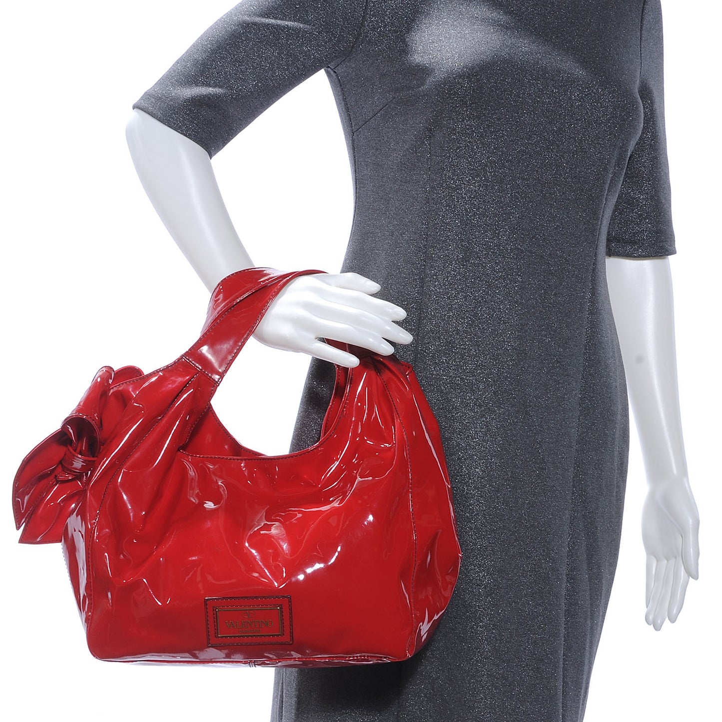 Patent Lacca Medium Nuage Hobo Rosso Valentino