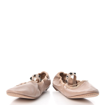 Valentino Garavani Nappa Rockstud Cross Strap Ballerina Flats 37 Poudre 5 of 10