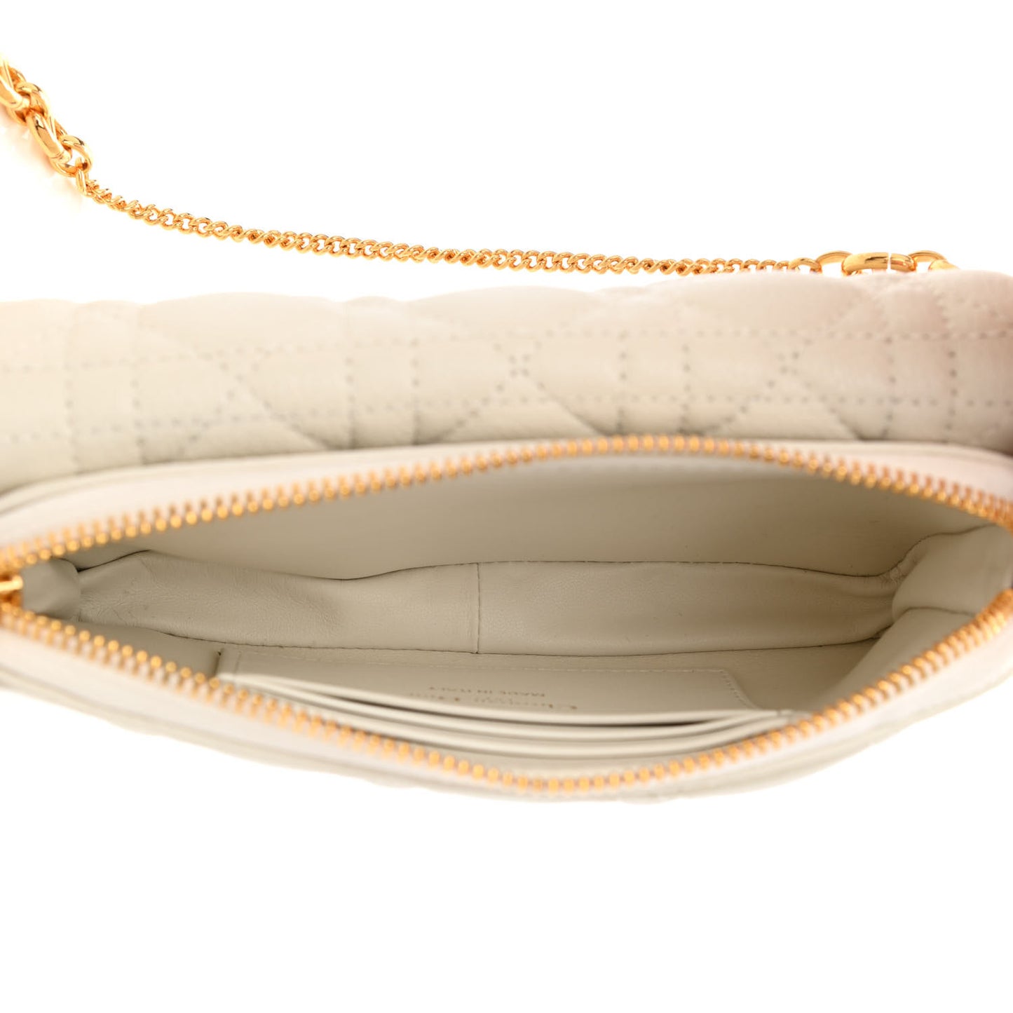Supple Calfskin Cannage Caro Pouch with Chain Latte