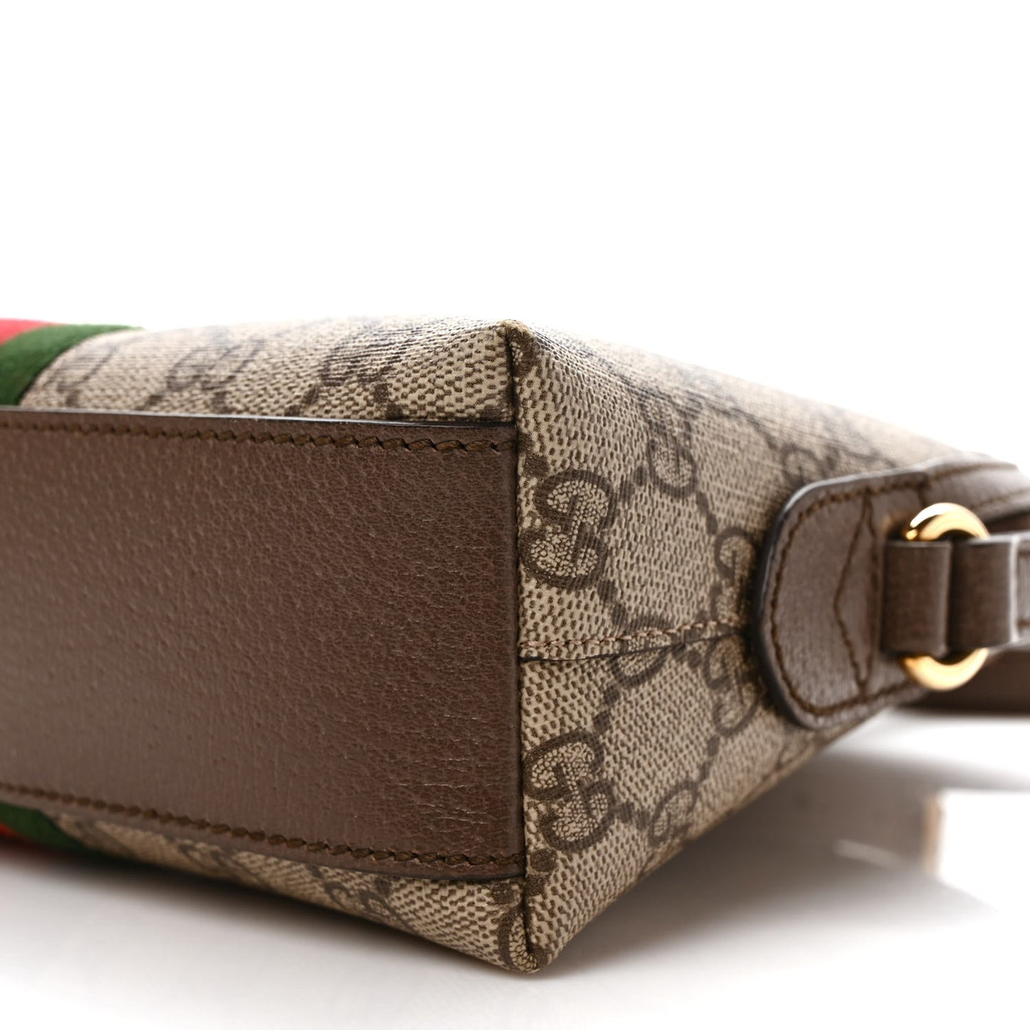 GG Supreme Monogram Textured Dollar Calfskin Web Small Ophidia Dome Shoulder Bag Beige Ebony New Acero