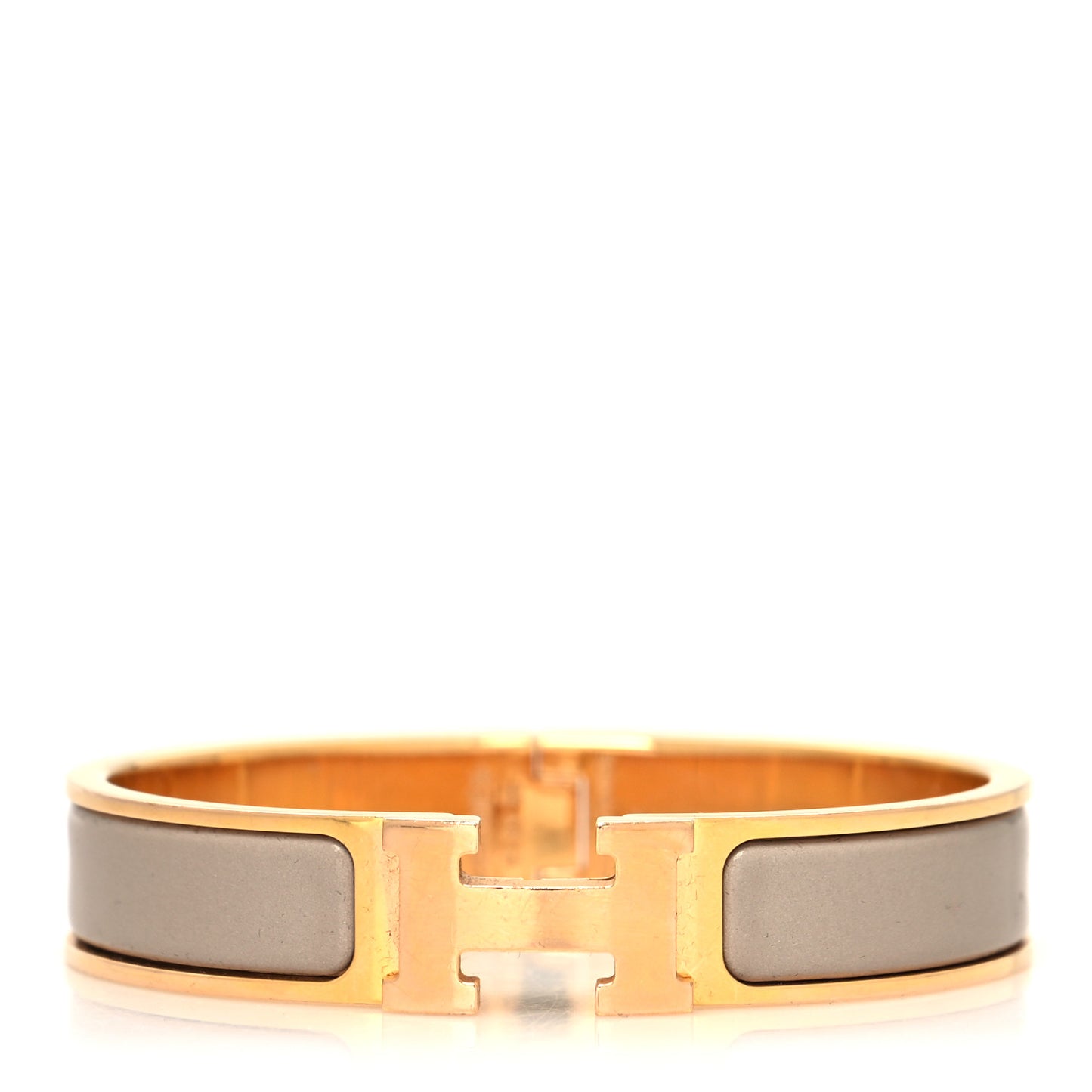 Enamel Narrow Clic Clac H Bracelet GM Marron Glace