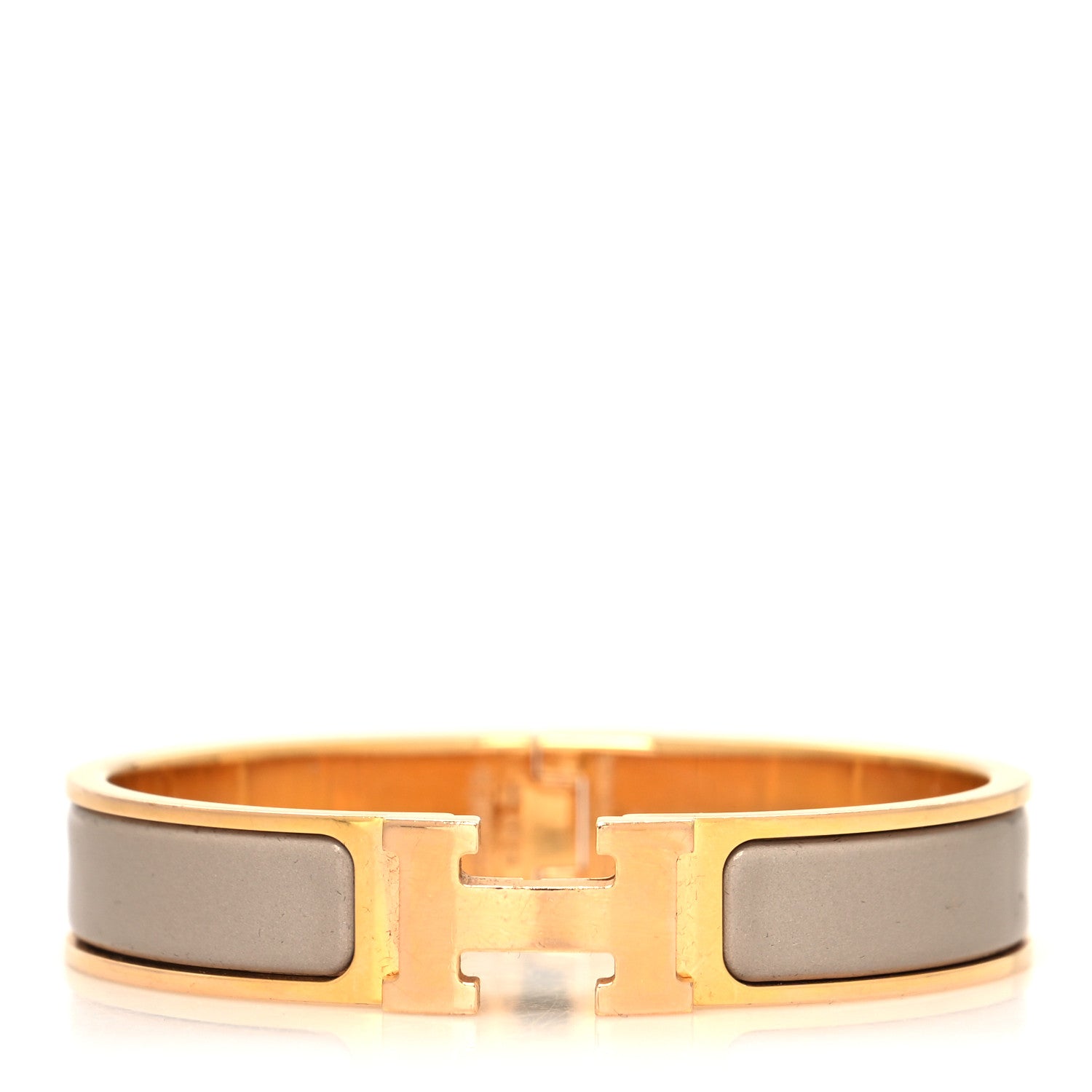 Hermes Enamel Narrow Clic Clac H Bracelet GM Marron Glace 1 of 5