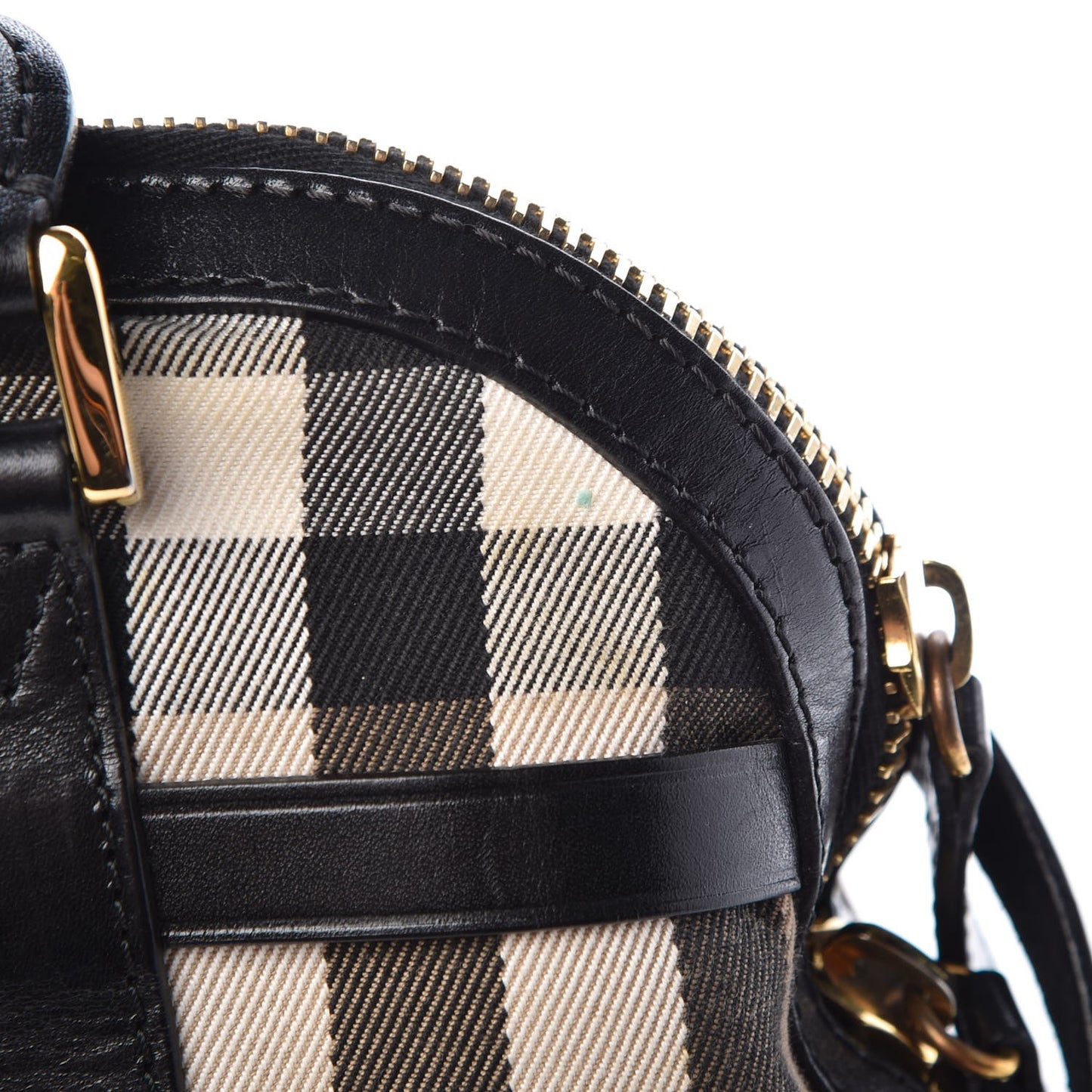 Bridle Calfskin House Check Small Orchard Bowling Bag Black