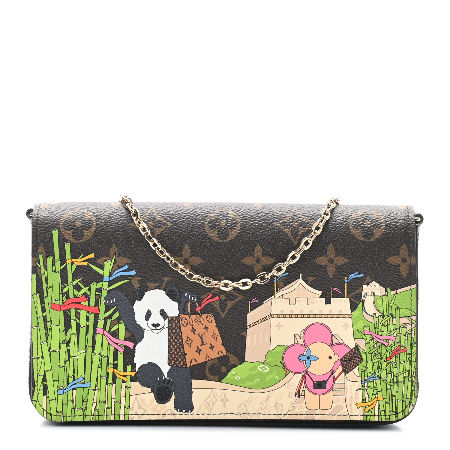 Louis Vuitton Monogram 2021 Christmas Animation China Wall Pochette Felicie Chain Wallet Myosotis Blue 1 of 7