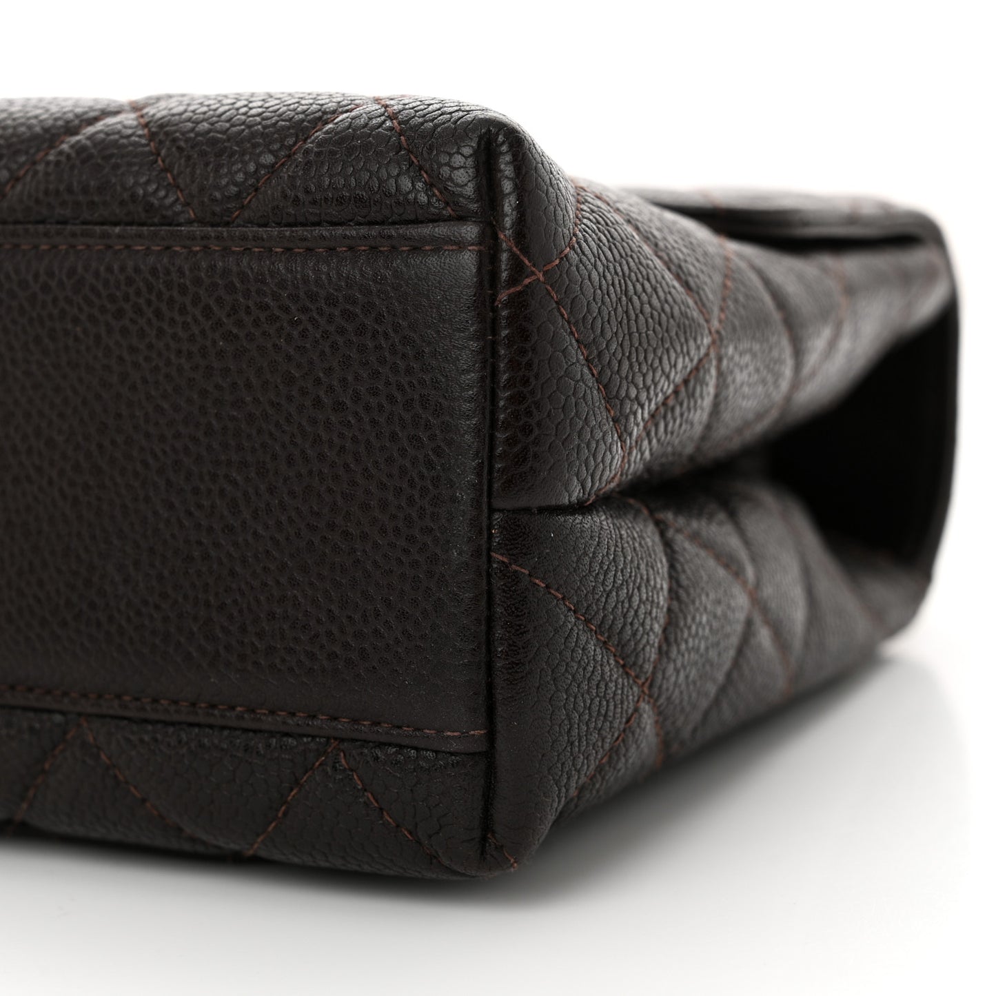 Caviar Quilted Medium Kelly Flap Brown