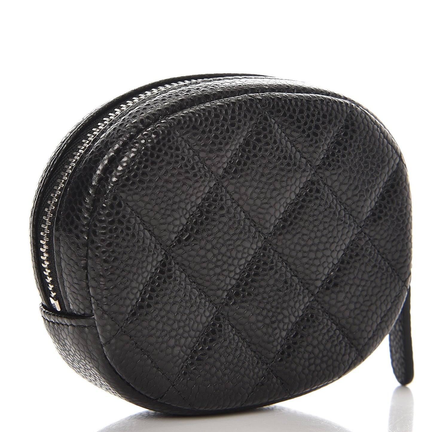 Metallic Caviar Quilted Zip Around Classic Coin Purse Black