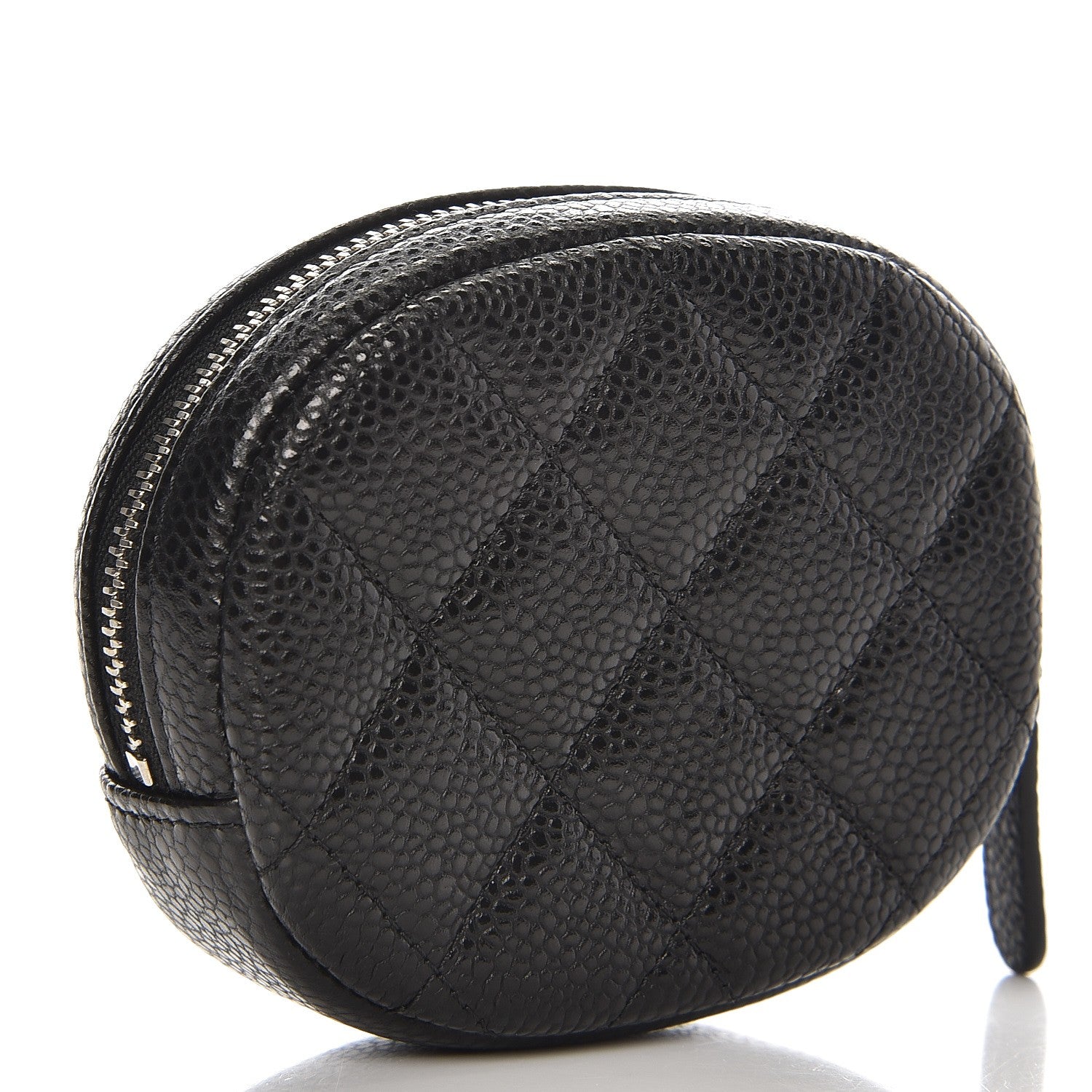 Chanel Metallic Caviar Quilted Zip Around Classic Coin Purse Black 3 of 8