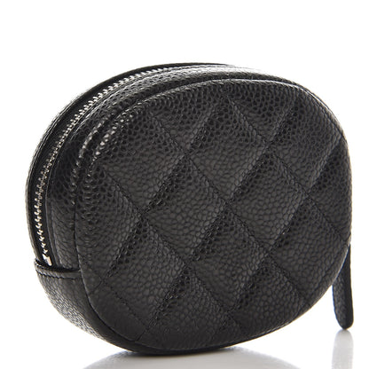 Chanel Metallic Caviar Quilted Zip Around Classic Coin Purse Black 3 of 8