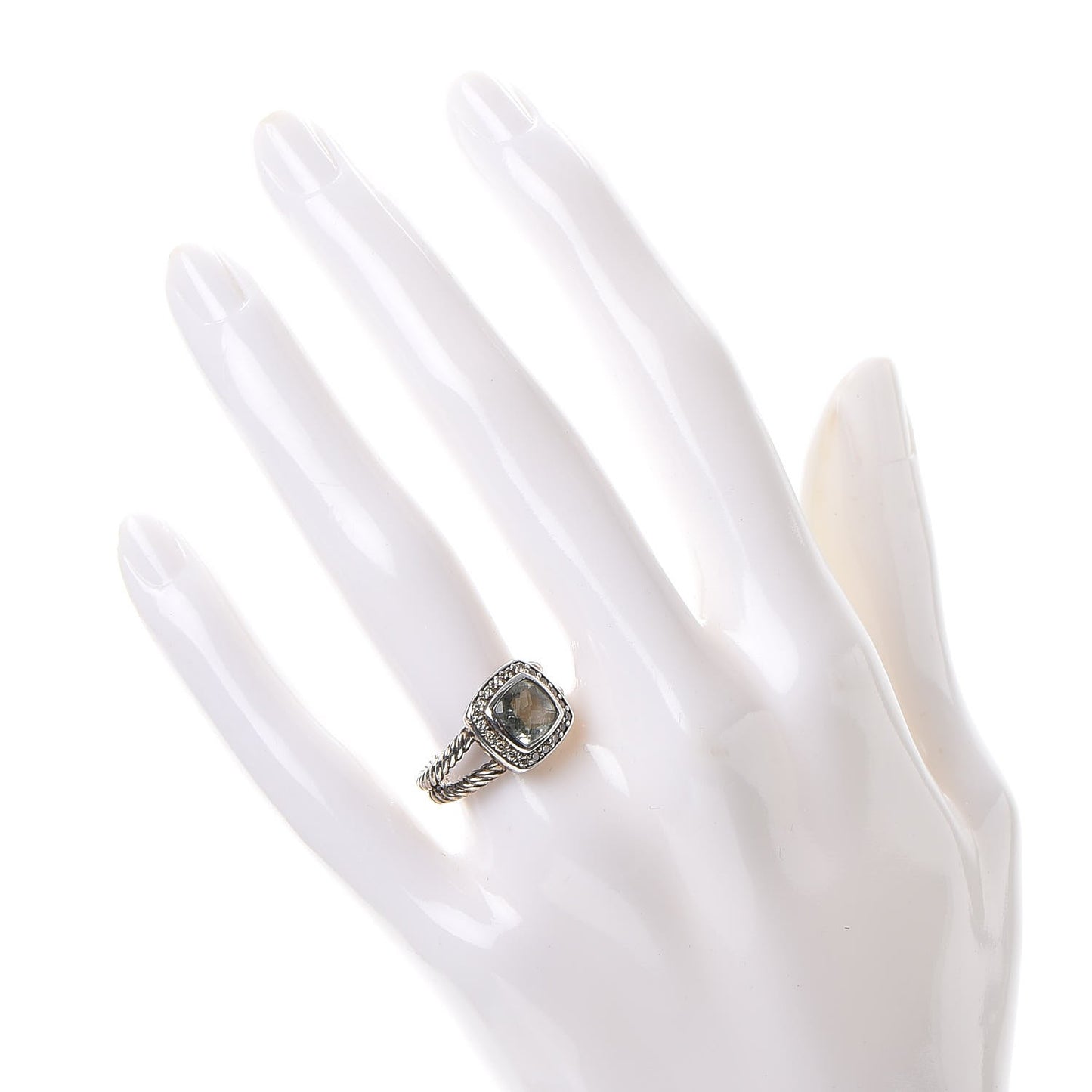 Sterling Silver Diamond Prasiolite 7mm Petite Albion Ring 50.6 5.5