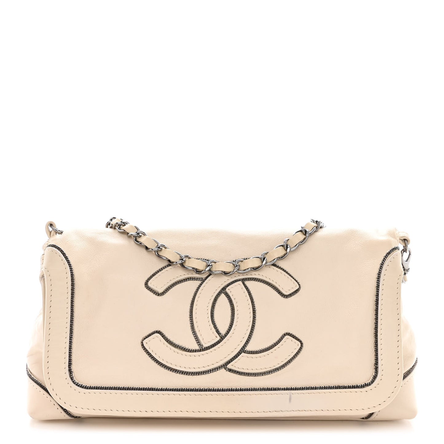 Lambskin CC Chain Shoulder Bag White