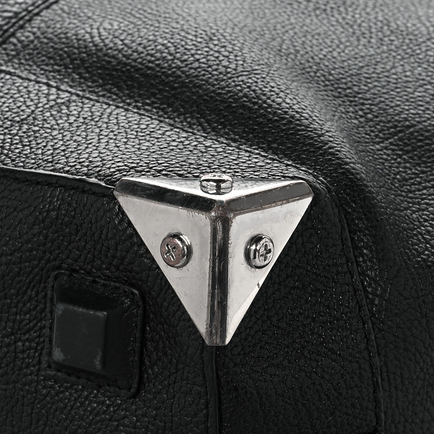 Pebbled Calfskin Large Emile Black Silver Hardware