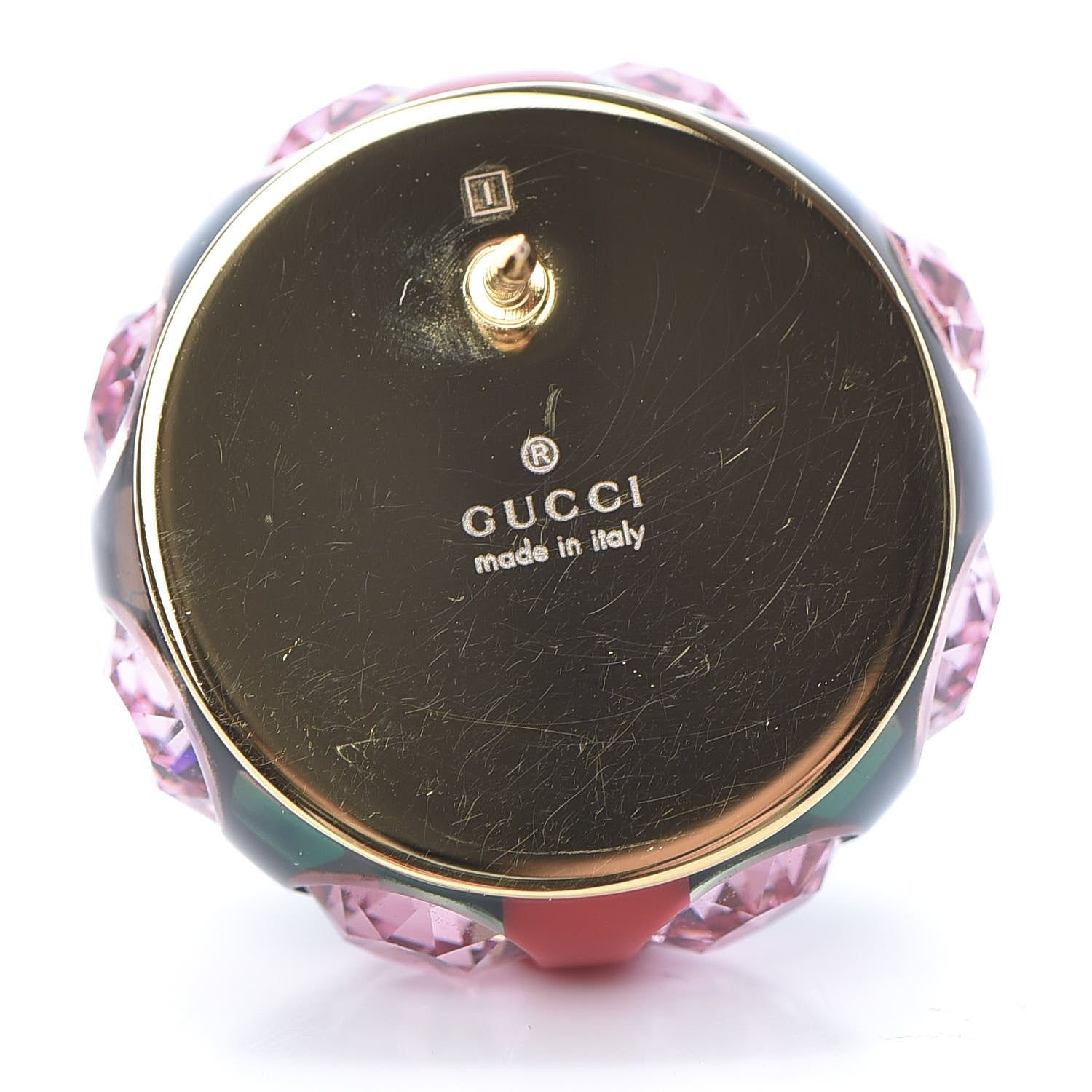 Gucci Resin Strass Vintage Web Stud Pin Red Green 4 of 5