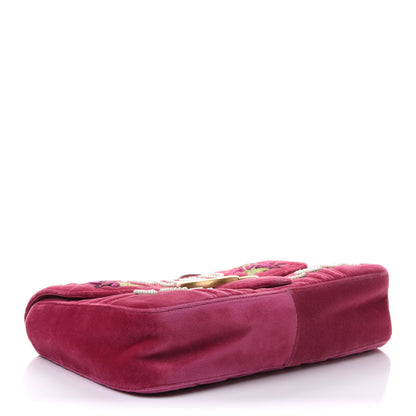 Gucci Velvet Matelasse Blind for Love Embroidered Medium GG Marmont Shoulder Bag Light Raspberry Rose Multicolor 4 of 11