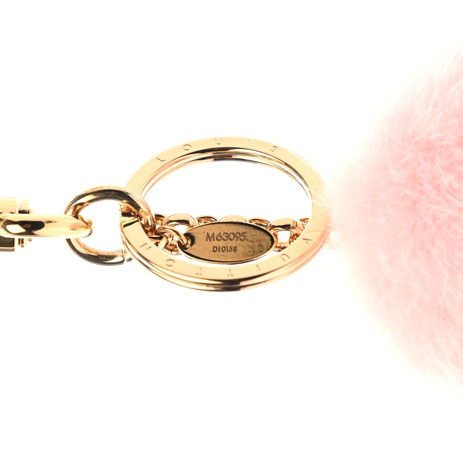 Louis Vuitton Resin Wood Mink Fur Vivienne Bag Charm Key Holder Pink 3 of 4