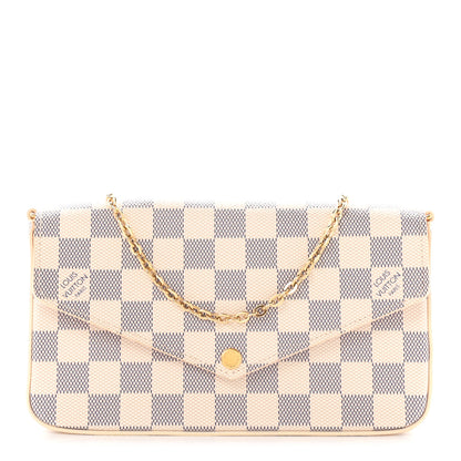 Louis Vuitton Damier Azur Pochette Felicie Chain Wallet Rose Ballerine 1 of 11