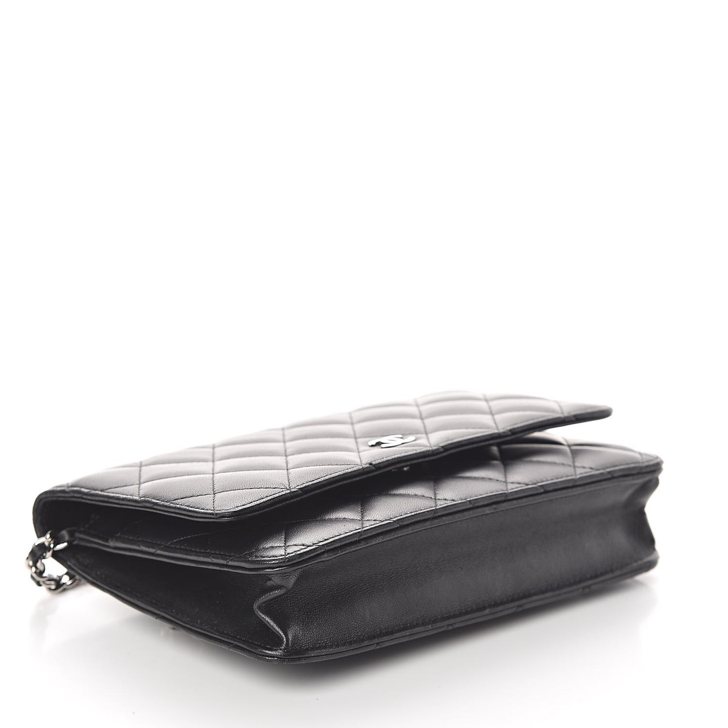 Lambskin Quilted Wallet On Chain WOC Black