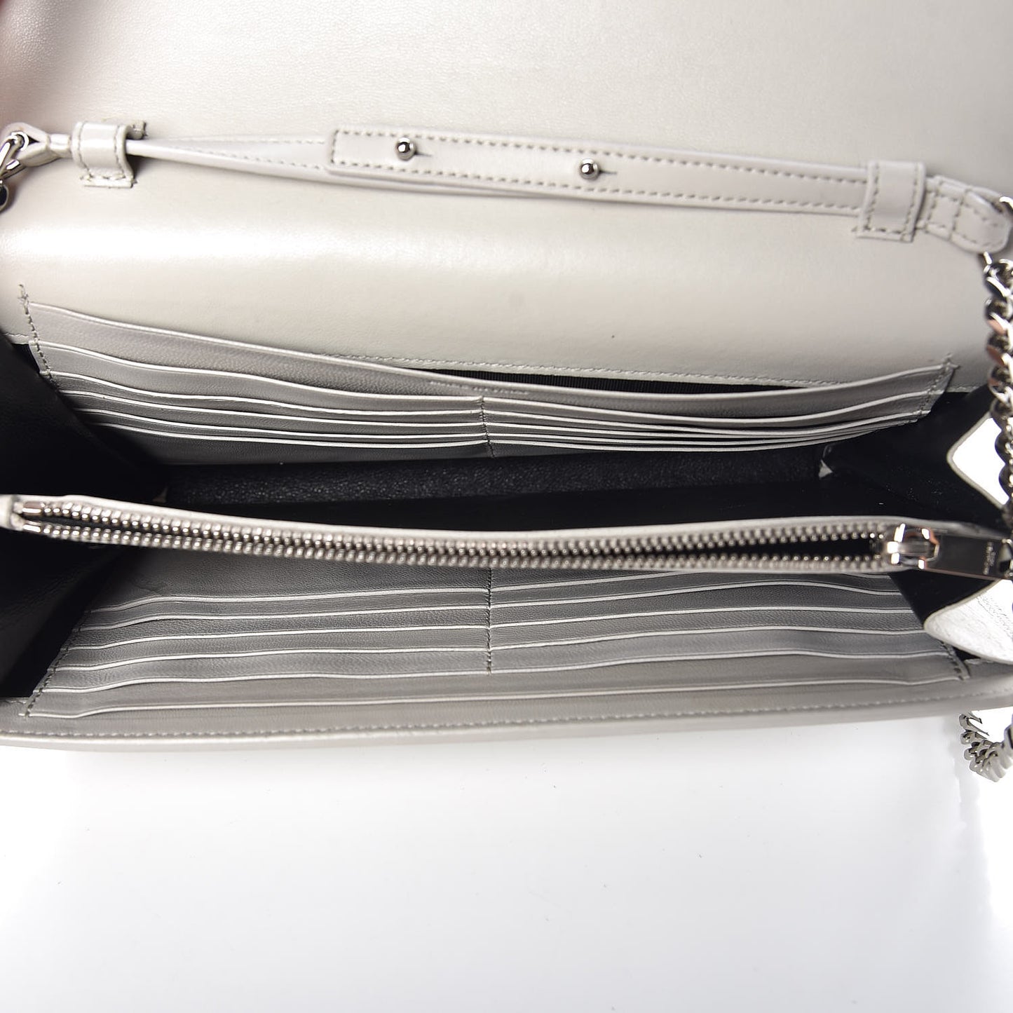 Calfskin Crocodile Embossed Monogram Kate Wallet on Chain Perle